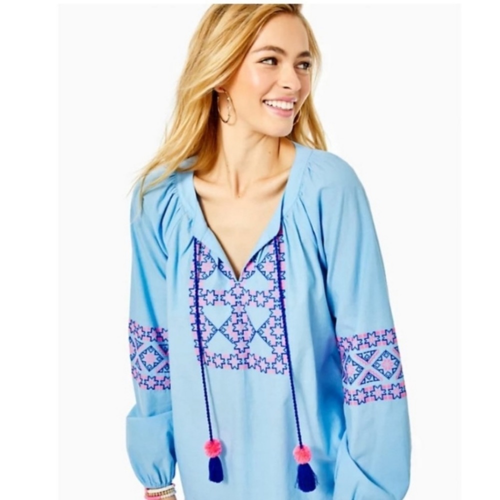 Lilly Pulitzer Cecile top in Zanzibar Blue. NWT. M
